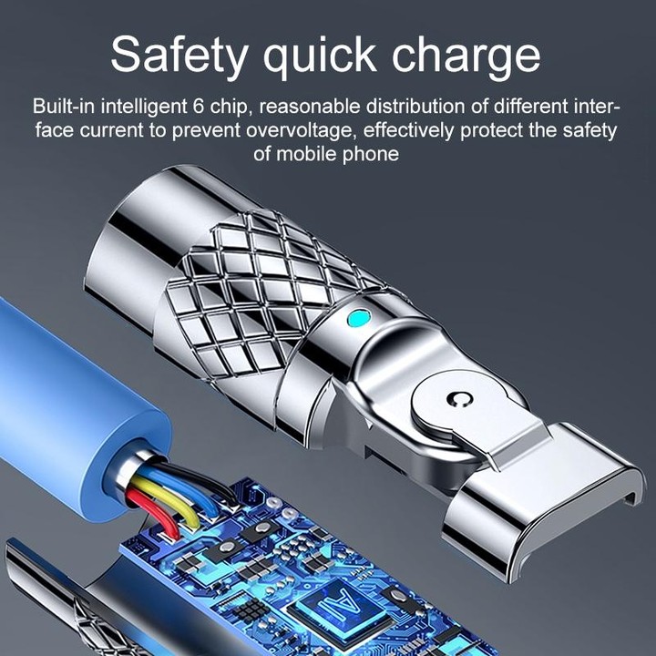 Mech Series 6A 120W USB to Type-C 180-degree Metal Plug Fast Charging Cable, Length: 1.2m(Black)