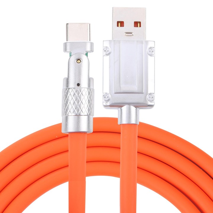 Mech Series 6A 120W USB to Type-C 180-degree Metal Plug Fast Charging Cable, Length: 1.2m(Orange)