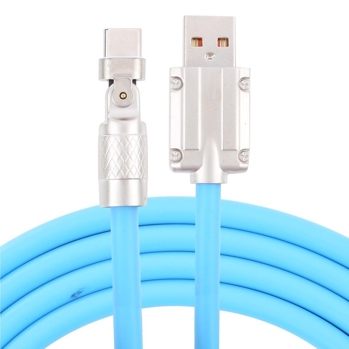 Mech Series 6A 120W USB to Type-C 180-degree Metal Plug Fast Charging Cable, Length: 1.8m(Blue)
