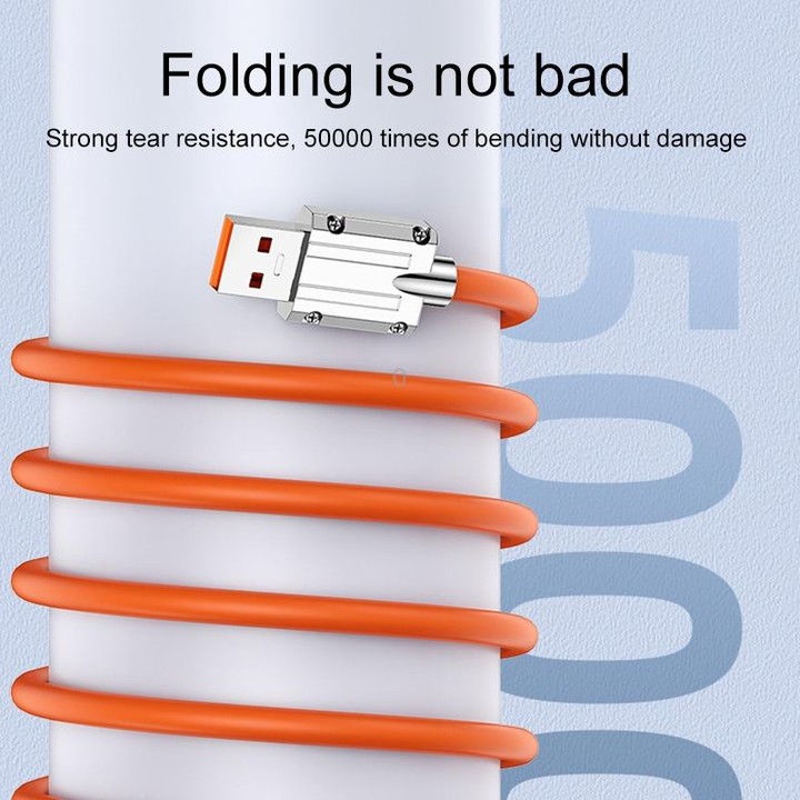 Mech Series 6A 120W USB to USB-C / Type-C Metal Plug Silicone Fast Charging Data Cable, Length: 1.8m(Orange)