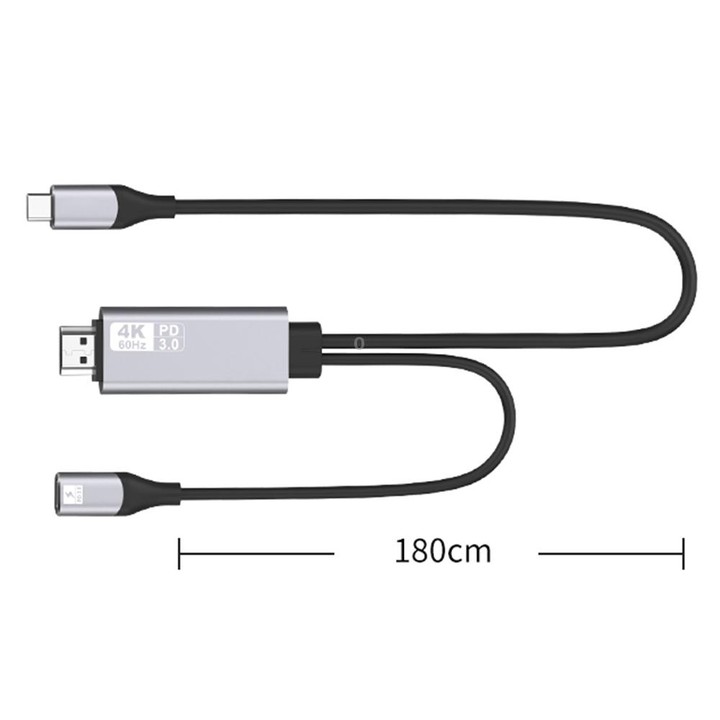 9572PD USB-C / Type-C Male to HDMI Male 4K HD Video Adapter Cable, Cable Length: 1.8m