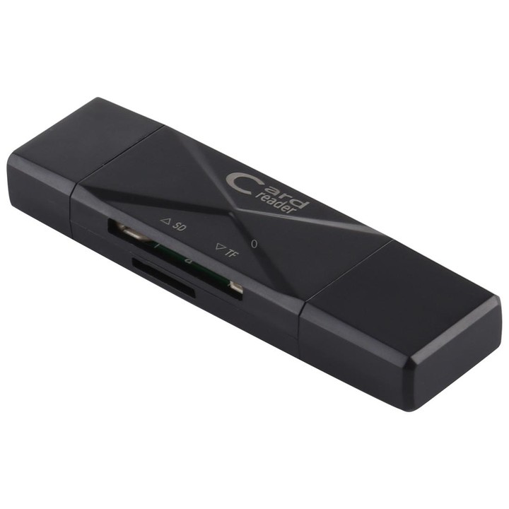 USB-C / Type-C + SD + TF + Micro USB to USB 2.0 Card Reader (Black)