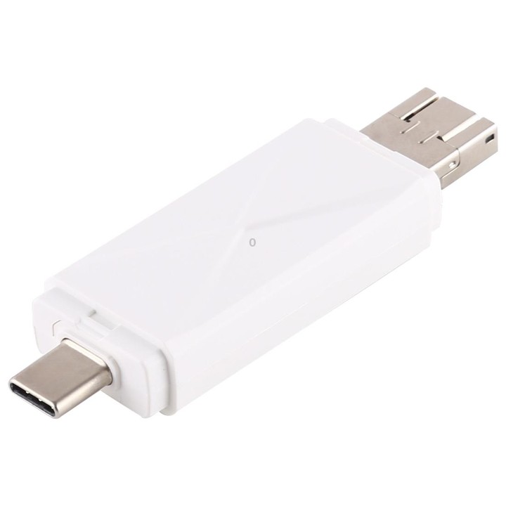 USB-C / Type-C + SD + TF + Micro USB to USB 2.0 Card Reader (White)