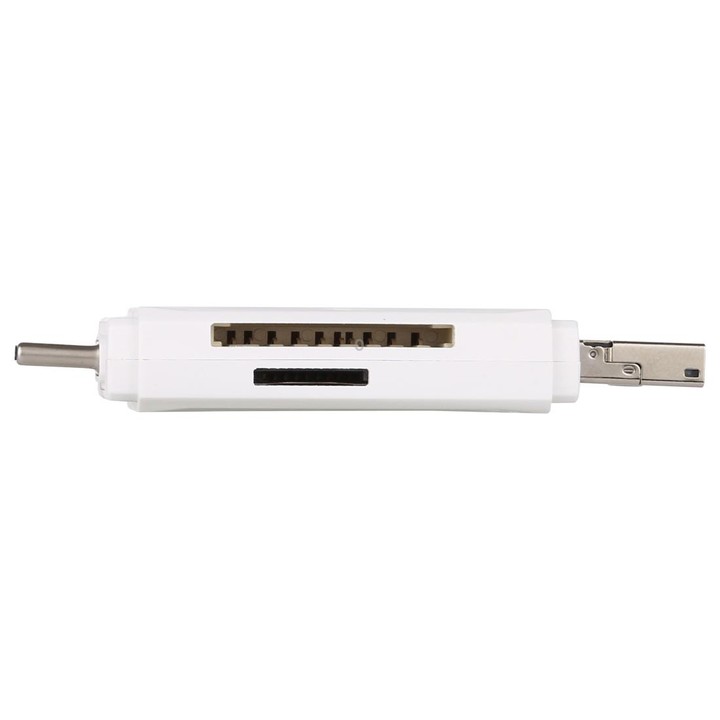 USB-C / Type-C + SD + TF + Micro USB to USB 2.0 Card Reader (White)