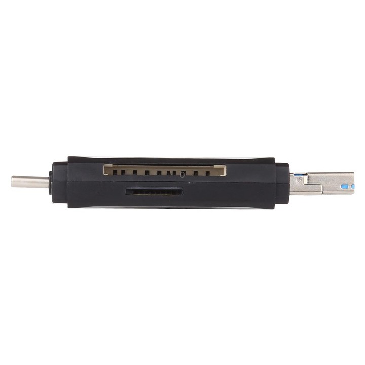 USB-C / Type-C + SD + TF + Micro USB to USB 3.0 Card Reader (Black)