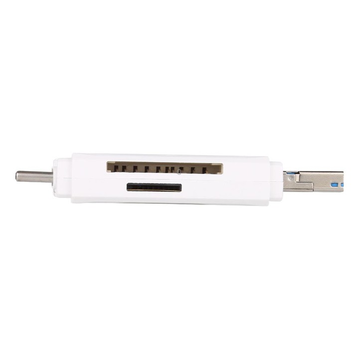 USB-C / Type-C + SD + TF + Micro USB to USB 3.0 Card Reader (White)