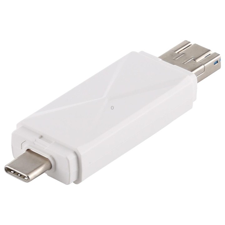 USB-C / Type-C + SD + TF + Micro USB to USB 3.0 Card Reader (White)