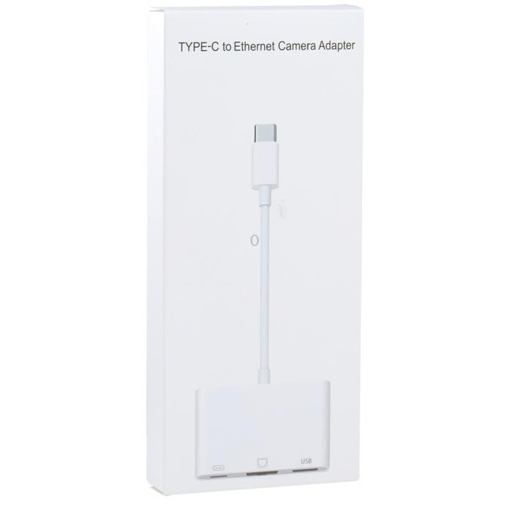 NK-107 TC 3 in 1 USB-C / Type-C Male to USB + Ethernet + Type-C Power Female Adapter
