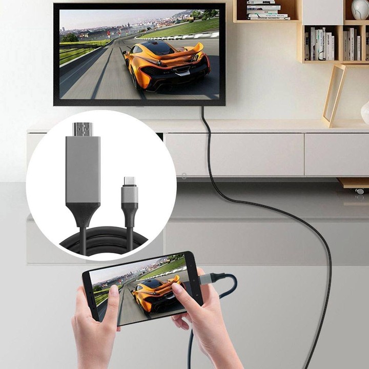 USB-C / Type-C 3.1 to HDMI Converter Adapter Cable, Length: 2m(Black)