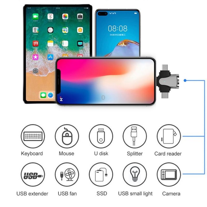3 In 1 OTG Adapter (Gold)