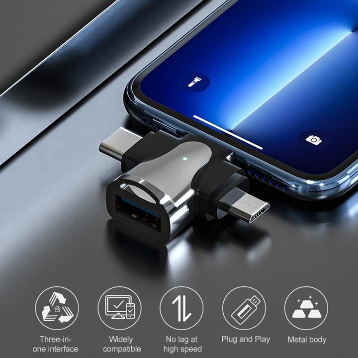 3 In 1 OTG Adapter (Tarnish)