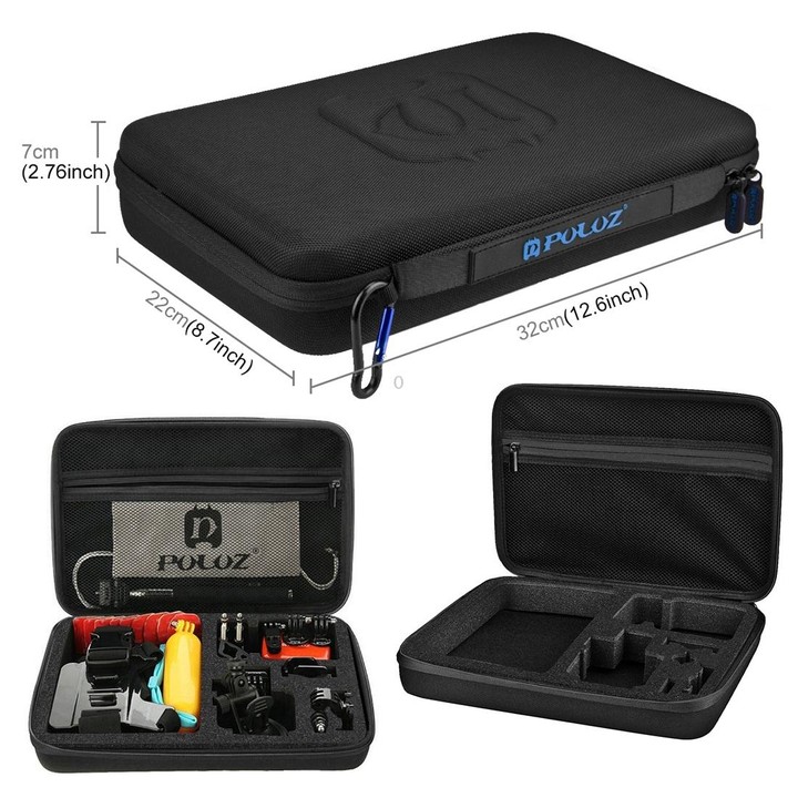 PULUZ 53 in 1 Accessories Total Ultimate Combo Kits with EVA Case (Chest Strap + Suction Cup Mount + 3-Way Pivot Arms + J-Hook B