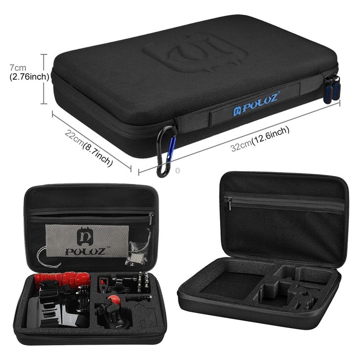 PULUZ 45 in 1 Accessories Ultimate Combo Kits with EVA Case (Chest Strap + Suction Cup Mount + 3-Way Pivot Arms + J-Hook Buckle