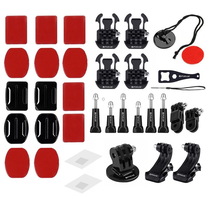PULUZ 45 in 1 Accessories Ultimate Combo Kits with EVA Case (Chest Strap + Suction Cup Mount + 3-Way Pivot Arms + J-Hook Buckle