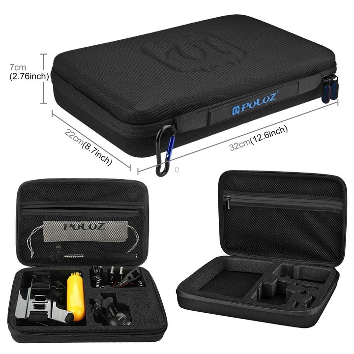 PULUZ 20 in 1 Accessories Combo Kits with EVA Case (Chest Strap + Head Strap + Suction Cup Mount + 3-Way Pivot Arm + J-Hook Buck