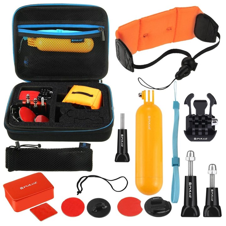 PULUZ 14 in 1 Surfing Accessories Combo Kits with EVA Case (Bobber Hand Grip + Floaty Sponge + Quick Release Buckle + Surf Board
