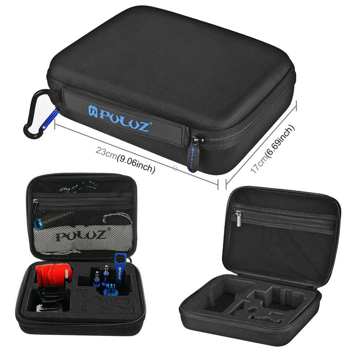 PULUZ 16 in 1 CNC Metal Accessories Combo Kits with EVA Case (Screws + Surface Mounts + Tripod Adapter + Extendable Pole Monopod