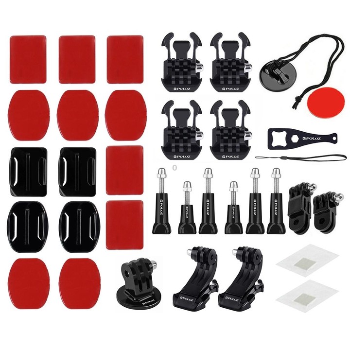 PULUZ 45 in 1 Accessories Ultimate Combo Kits (Chest Strap + Suction Cup Mount + 3-Way Pivot Arms + J-Hook Buckle + Wrist Strap