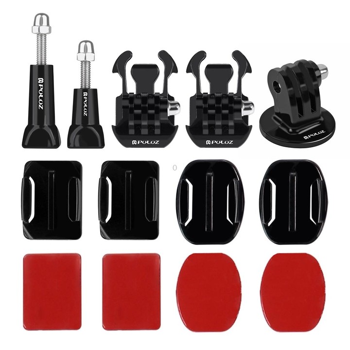 PULUZ 24 in 1 Bike Mount Accessories Combo Kits (Wrist Strap + Helmet Strap + Extension Arm + Quick Release Buckles + Surface Mo