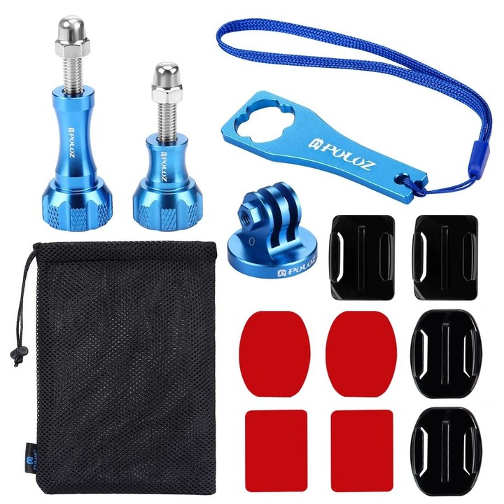 PULUZ 13 in 1 CNC Metal Accessories Combo Kits (Screws + Surface Mounts + Tripod Adapter + Storage Bag + Wrench) for GoPro, Inst