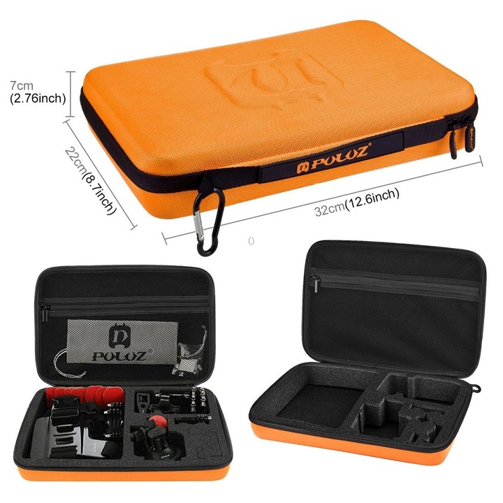 PULUZ 45 in 1 Accessories Ultimate Combo Kits with Orange EVA Case (Chest Strap + Suction Cup Mount + 3-Way Pivot Arms + J-Hook