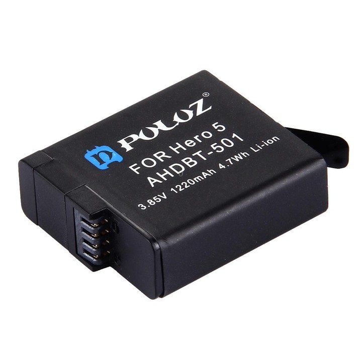PULUZ 4 in 1 AHDBT-501 3.85V 1220mAh Battery + AHDBT-501 3-channel Battery Charger + Mesh Storage Bag + Battery Storage Box Kits
