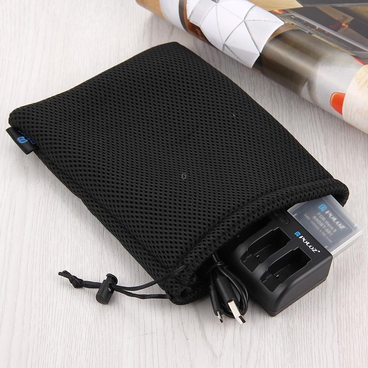 PULUZ 4 in 1 AHDBT-501 3.85V 1220mAh Battery + AHDBT-501 3-channel Battery Charger + Mesh Storage Bag + Battery Storage Box Kits