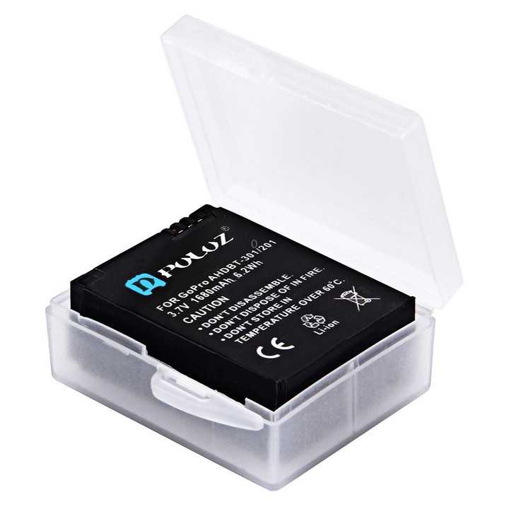 PULUZ 4 in 1 AHDBT-501 3.85V 1220mAh Battery + AHDBT-501 3-channel Battery Charger + Mesh Storage Bag + Battery Storage Box Kits