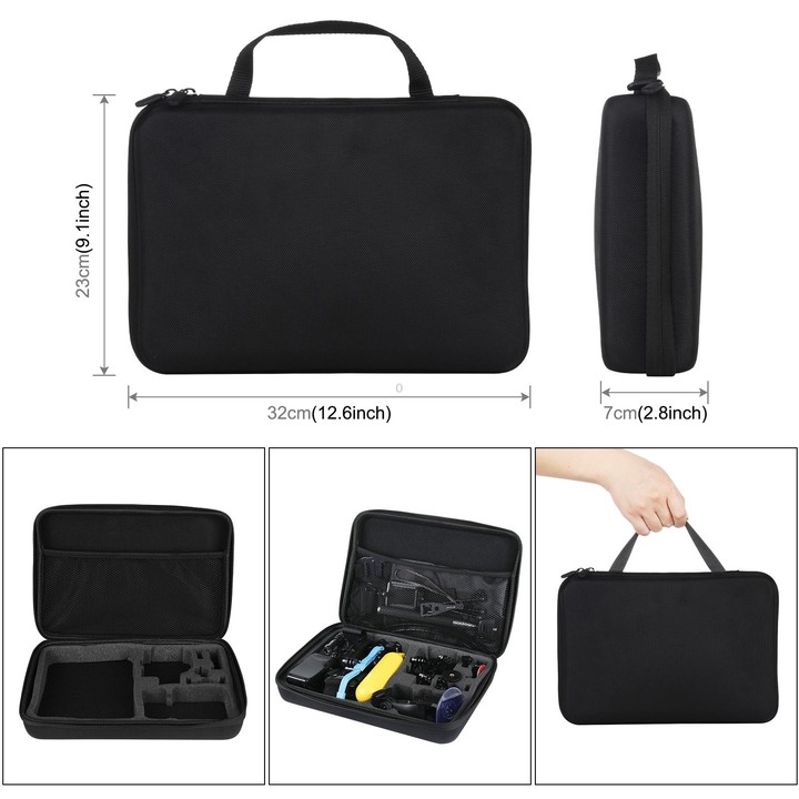 PULUZ 50 in 1 Accessories Total Ultimate Combo Kits with EVA Case (Chest Strap + Suction Cup Mount + 3-Way Pivot Arms + J-Hook B