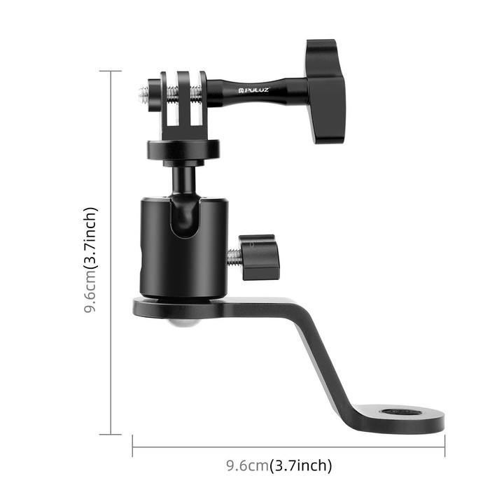 PULUZ Motorcycle Rearview Mirror Aluminum Alloy Action Camera Holder Mount (Black)