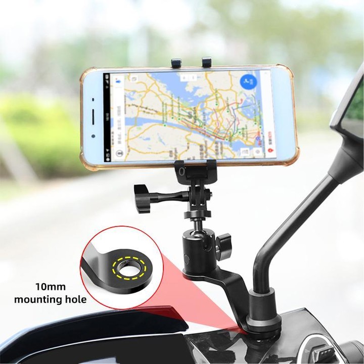 PULUZ Motorcycle Rearview Mirror Aluminum Alloy Action Camera Holder Mount (Black)