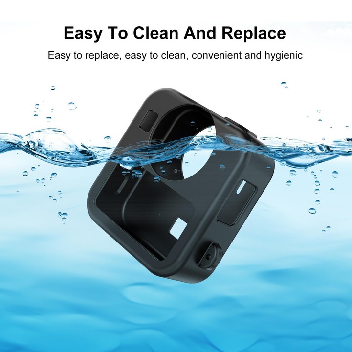 For GoPro MAX2 PULUZ Body Silicone Protective Case with Dual Lens Caps Cover & Strap (Black)