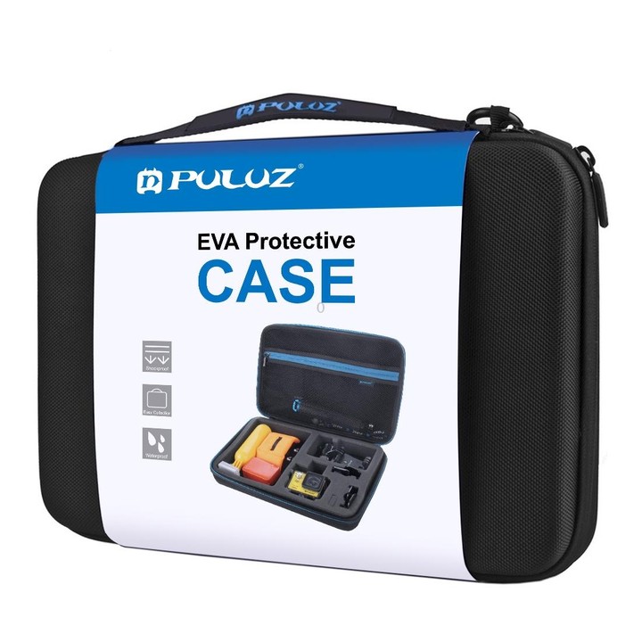 PULUZ Waterproof Carrying and Travel Case for GoPro, Insta360, DJI and Other Action Cameras Accessories, Large Size: 32cm x 22cm