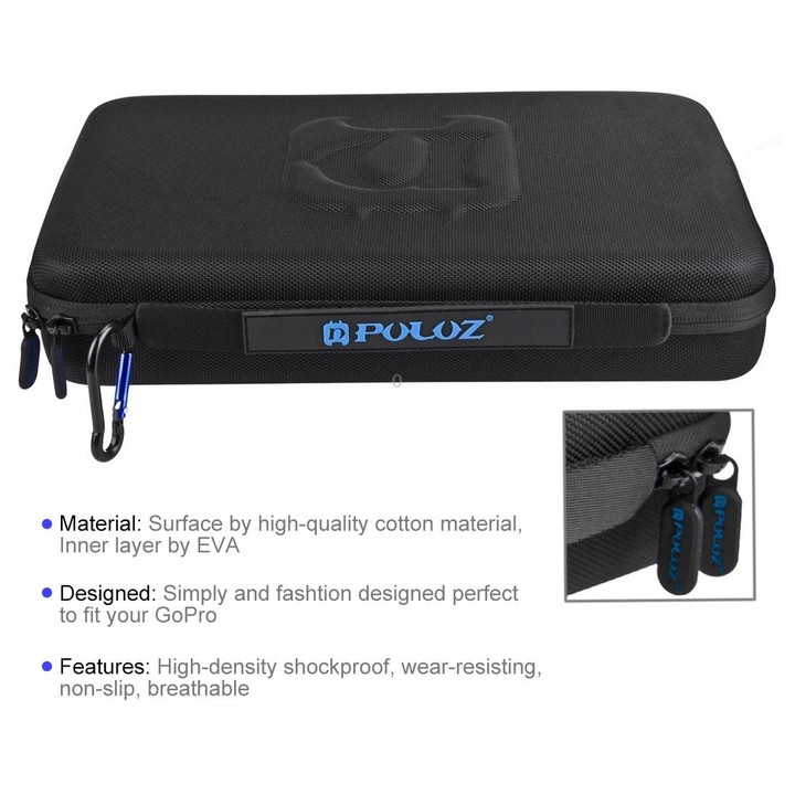 PULUZ Waterproof Carrying and Travel Case for GoPro, Insta360, DJI and Other Action Cameras Accessories, Large Size: 32cm x 22cm