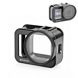 PULUZ Aluminum Alloy Protective Cage with 58mm UV Lens & Lens Cover for GoPro MISSION 1 / 1 PRO (Black)
