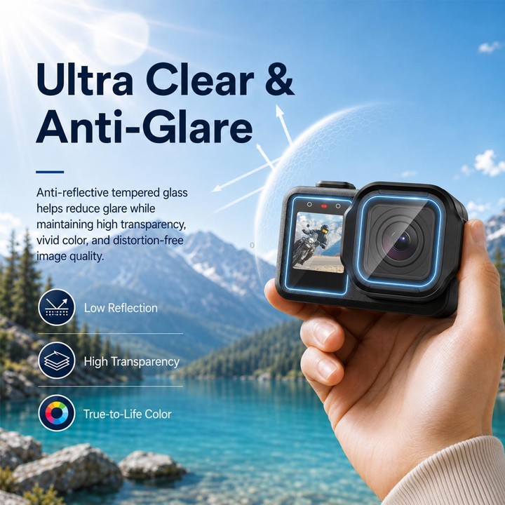 PULUZ Lens + LCD Display 9H 2.5D Tempered Glass Film for GoPro MISSION 1 / 1 PRO (Transparent)