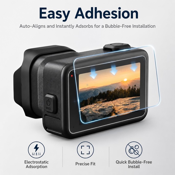 PULUZ Lens + LCD Display 9H 2.5D Tempered Glass Film for GoPro MISSION 1 / 1 PRO (Transparent)