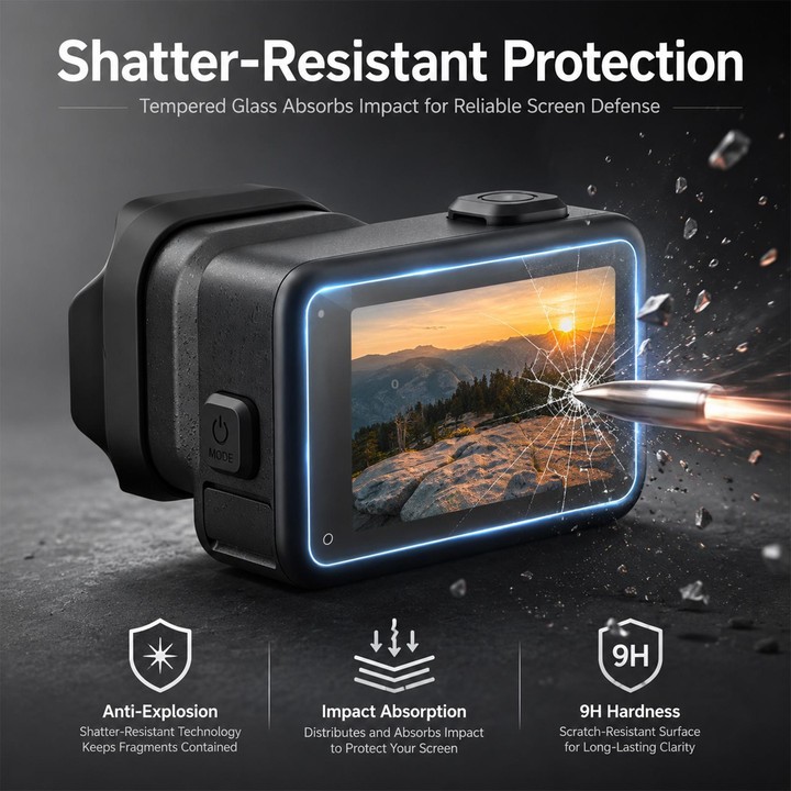 PULUZ Lens + LCD Display 9H 2.5D Tempered Glass Film for GoPro MISSION 1 / 1 PRO (Transparent)