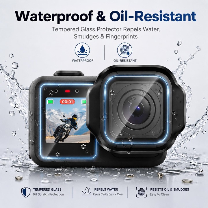 PULUZ Lens + LCD Display 9H 2.5D Tempered Glass Film for GoPro MISSION 1 / 1 PRO (Transparent)