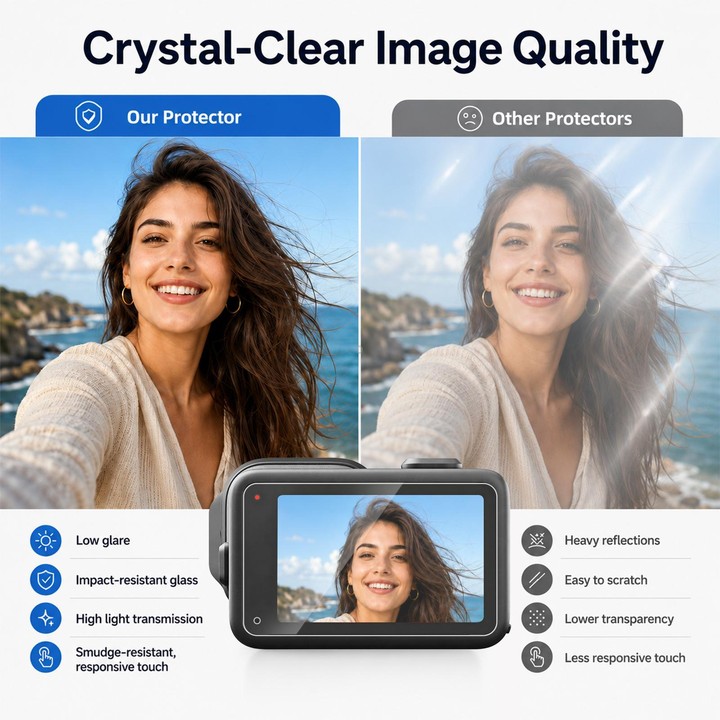 PULUZ Lens + LCD Display 9H 2.5D Tempered Glass Film for GoPro MISSION 1 / 1 PRO (Transparent)