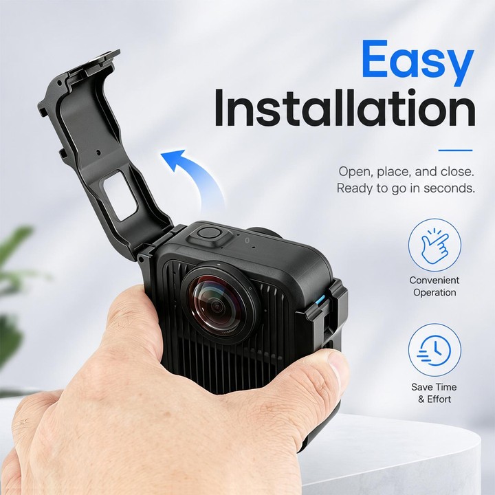 For GoPro MAX2 PULUZ Metal Camera Cage Frame with Cold Shoe & Adapter (Black)