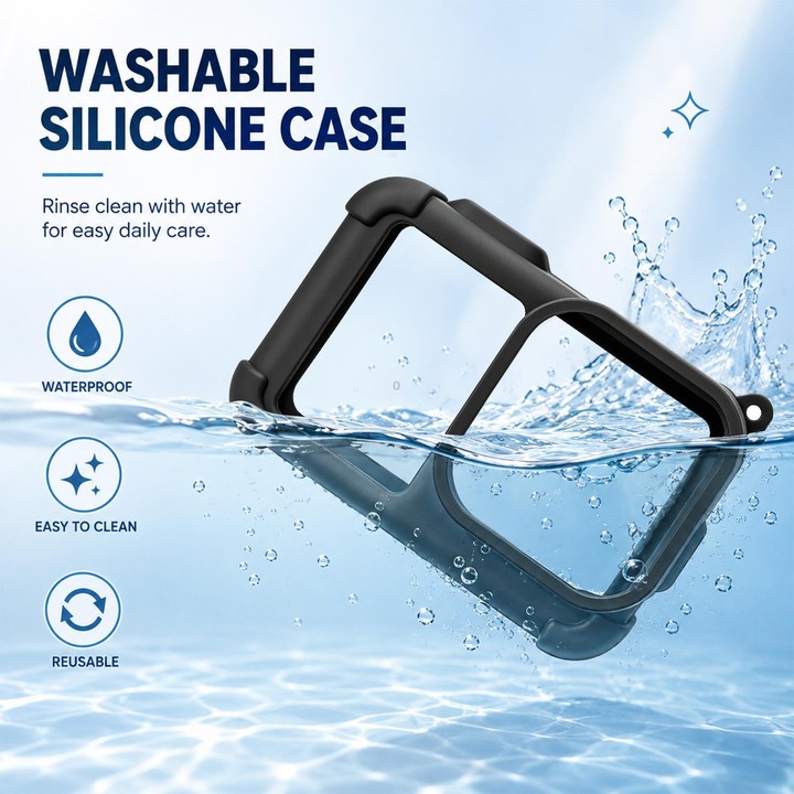 For GoPro MISSION 1 / 1 PRO PULUZ Body Silicone Protective Case with Lens Cover & Strap (Black)