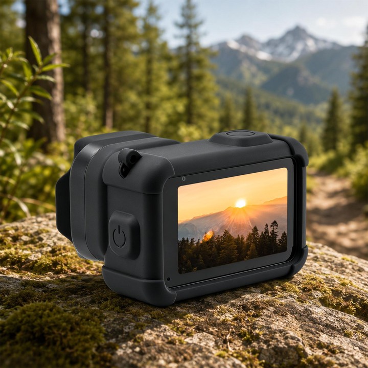For GoPro MISSION 1 / 1 PRO PULUZ Body Silicone Protective Case with Lens Cover & Strap (Black)