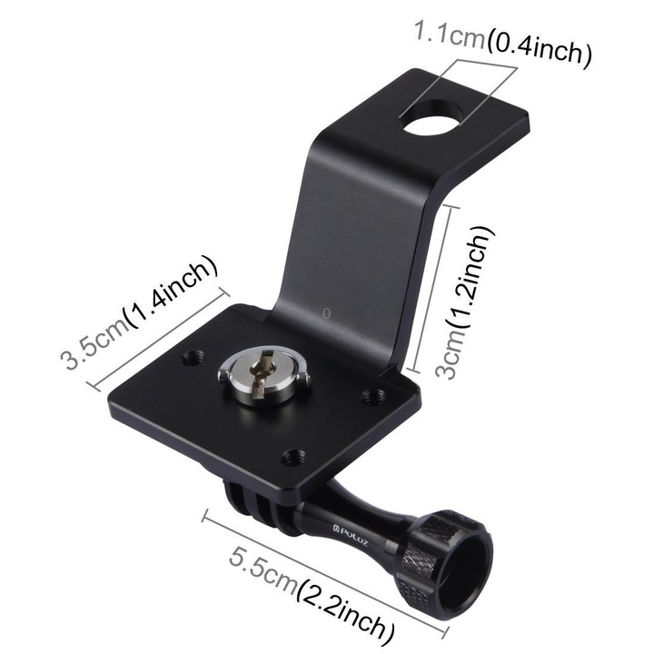 PULUZ Aluminum Alloy Motorcycle Fixed Holder Mount with Tripod Adapter & Screw for GoPro, Insta360, DJI and Other Action Cameras