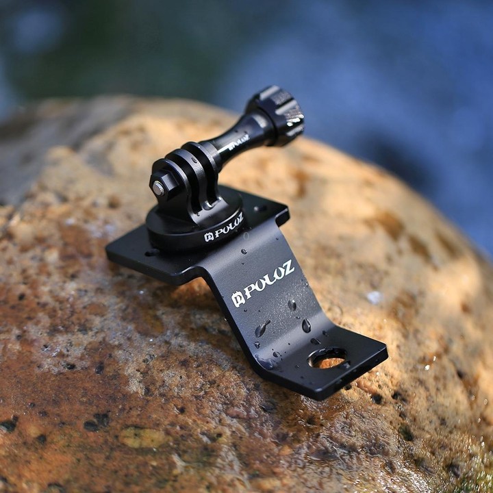 PULUZ Aluminum Alloy Motorcycle Fixed Holder Mount with Tripod Adapter & Screw for GoPro, Insta360, DJI and Other Action Cameras