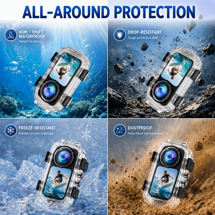 For Insta360 X6 PULUZ 60M / 196FT Underwater Waterproof Housing Invisible Magnetic Quick-Release Diving Case (Transparent)