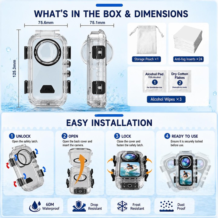 For Insta360 X6 PULUZ 60M / 196FT Underwater Waterproof Housing Invisible Magnetic Quick-Release Diving Case (Transparent)