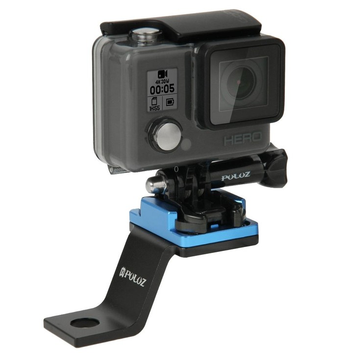 PULUZ Fixed Metal Motorcycle Holder Mount for GoPro, Insta360, DJI and Other Action Cameras(Blue)