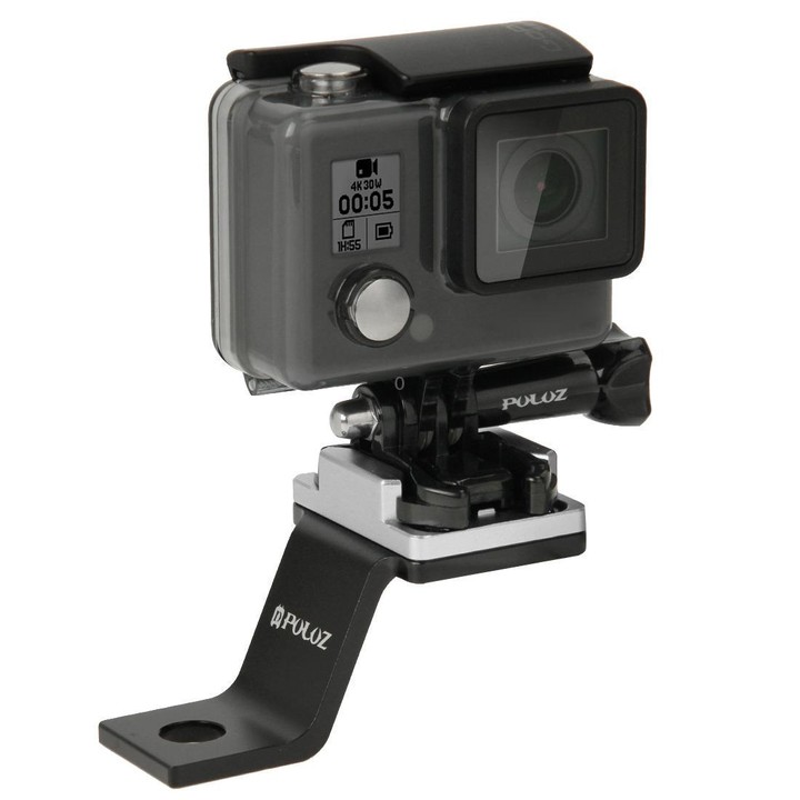 PULUZ Fixed Metal Motorcycle Holder Mount for GoPro, Insta360, DJI and Other Action Cameras(Silver)