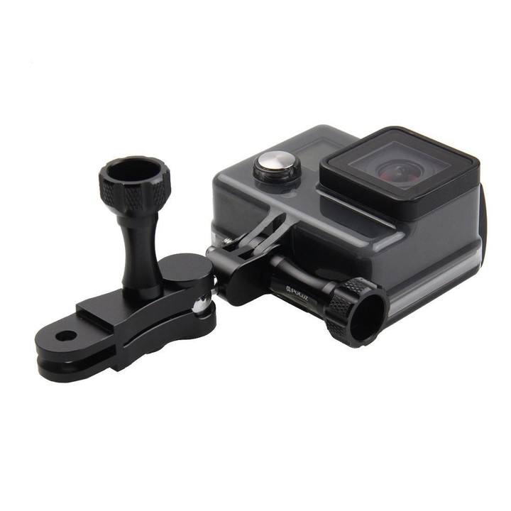 PULUZ CNC Aluminum Ball Joint Mount with 2 Long Screws for GoPro, Insta360, DJI and Other Action Cameras(Black)